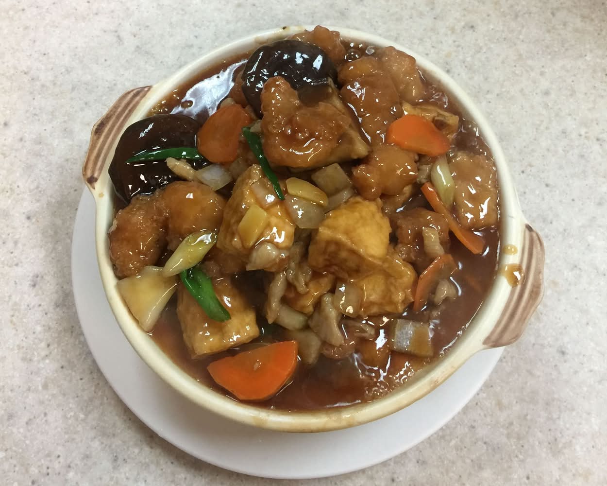 Fish Fillet Tofu w/ Shredded Pork and Chinese Mushroom 斑南豆腐